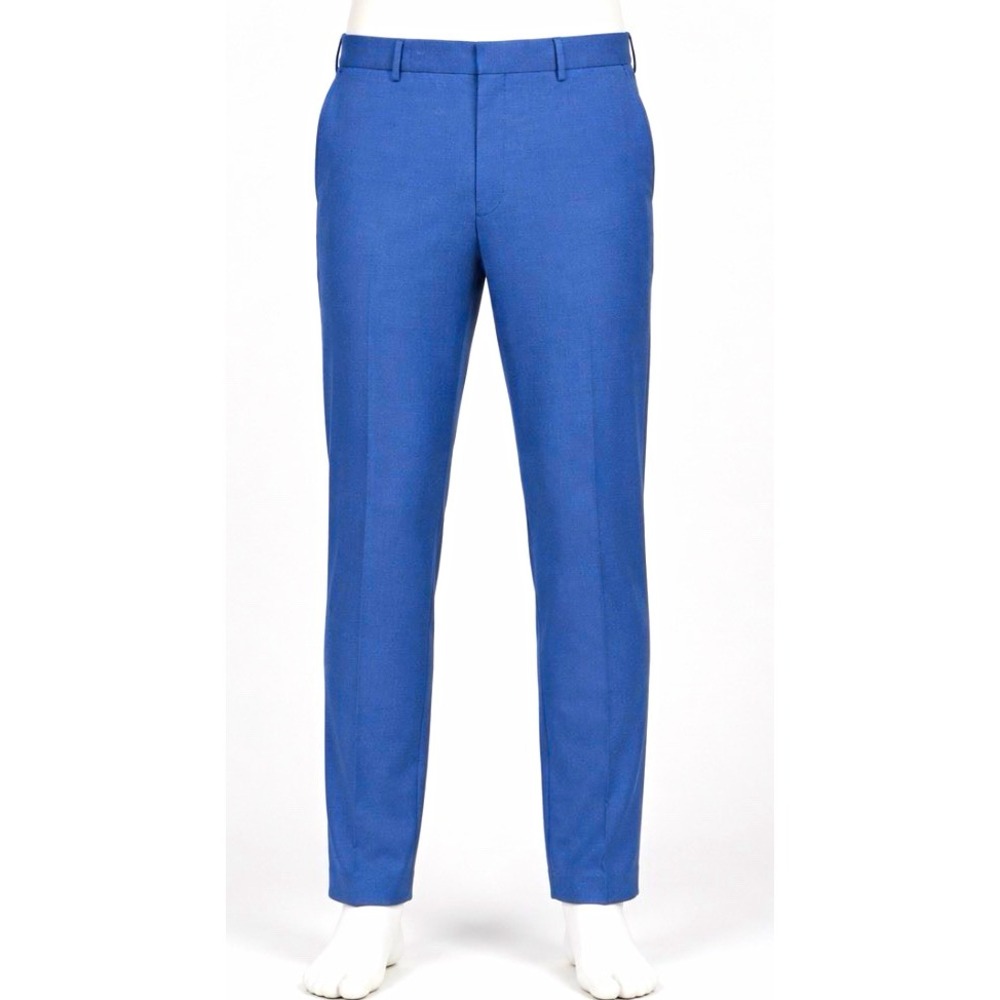 JF J.Ferrar Men's Slim Fit Blue Herringbone Dress Pants Flat Front 36W